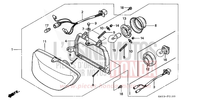 SCHEINWERFER von CB1300 Super Bold'or ABS MUTE BLACK METALLIC (NH359) von 1996